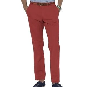 Men's CHAPS Jeans Trousers Pants Straight Leg Flat Front Slim Cut Red 40/32